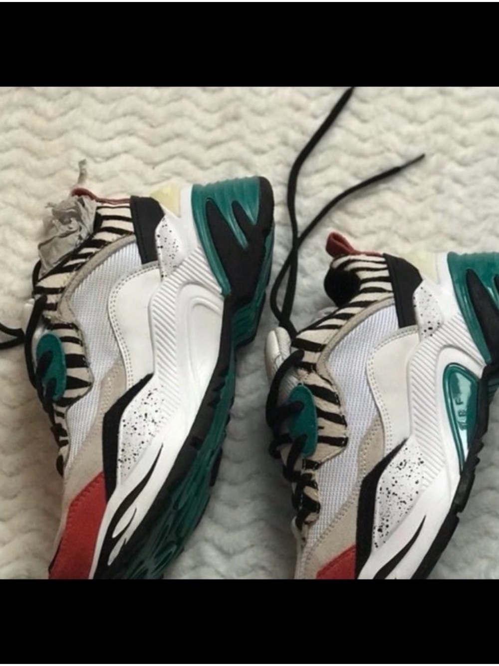 Zara White Teal Black Multi Athletic Sneakers